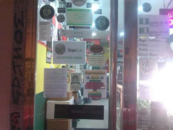 DopeCoin accepted here, a shop window from the early DOPE community