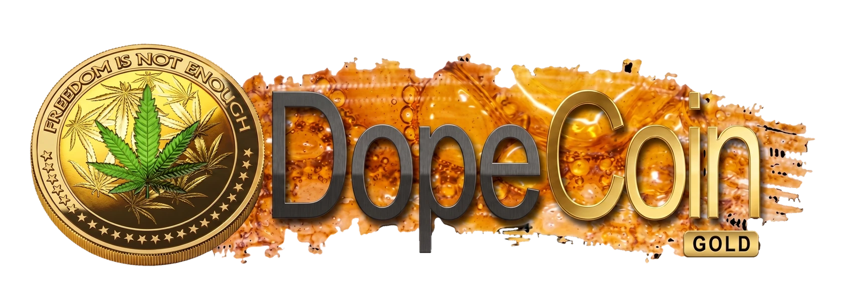 DopeCoin Gold logo, the early cannabis cryptocurrency founded by Adam Howell in 2014